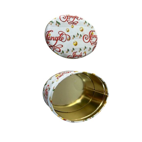Jingle Bells- oval - decorative Christmas tin- vintage canisters - music notes - Picture 5 of 5